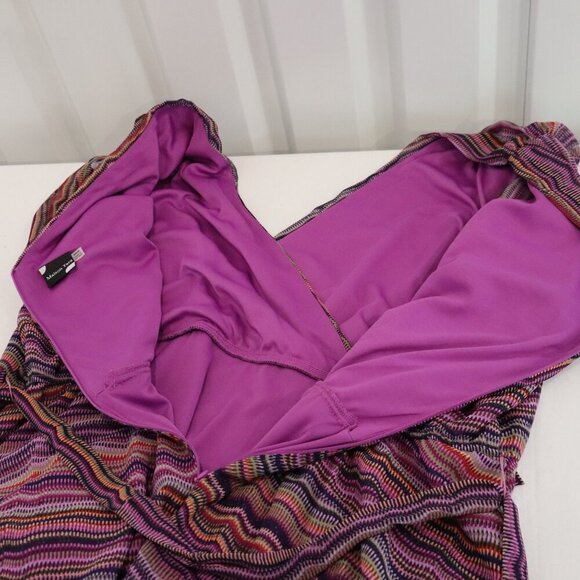 Maison Tara Womens Pink Purple Striped Crossover Top V Neck Dress size 24W EUC - Picture 5 of 9